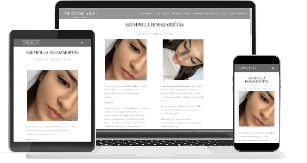 weboldalkészítés, ügyfélszerző rendszer készítés referencia nomascara.hu